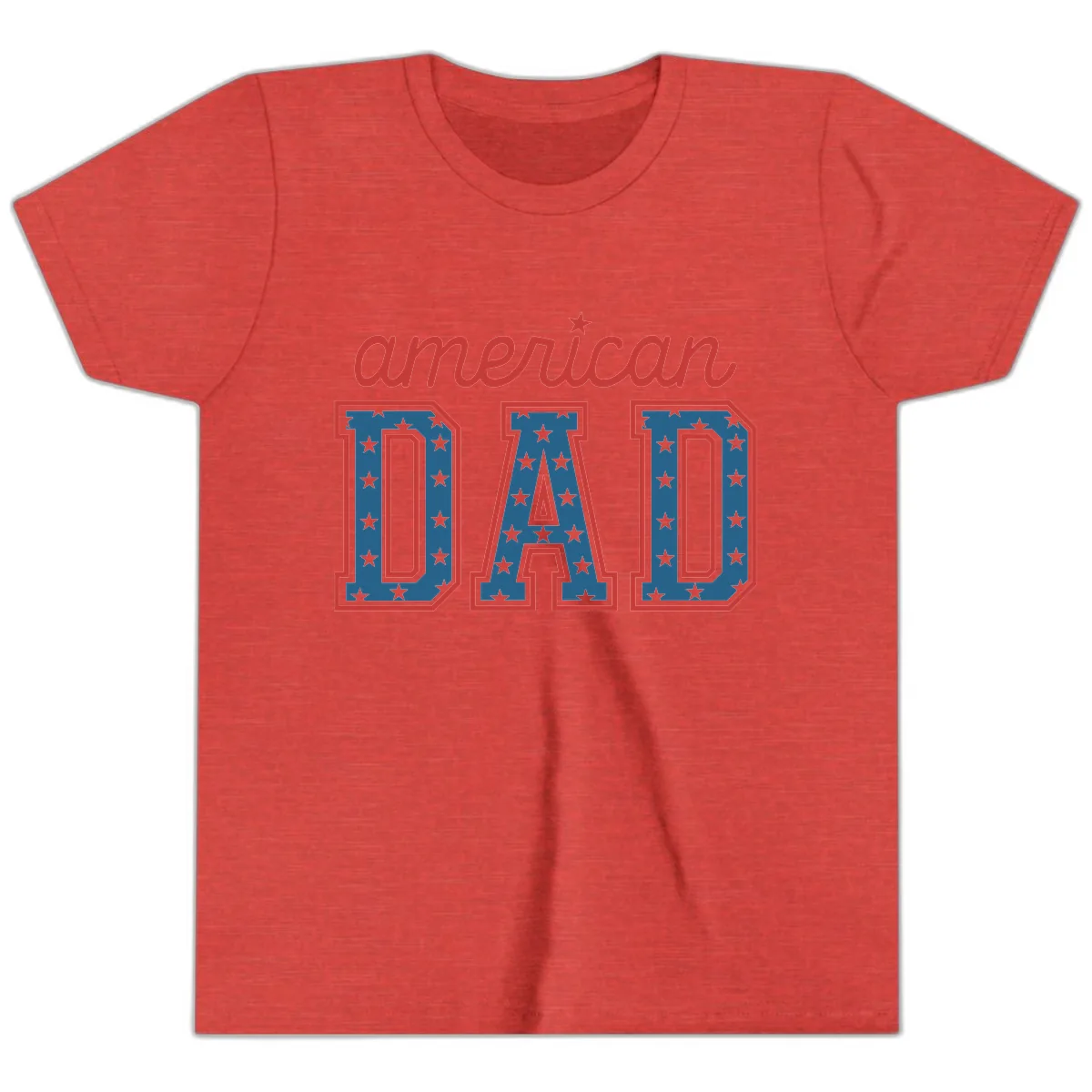 American Dad Patriotic Star Spangled Design Youth T-Shirt in Heather Red