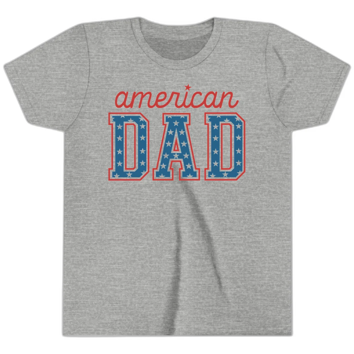 American Dad Patriotic Star Youth T-Shirt in Athletic Heather