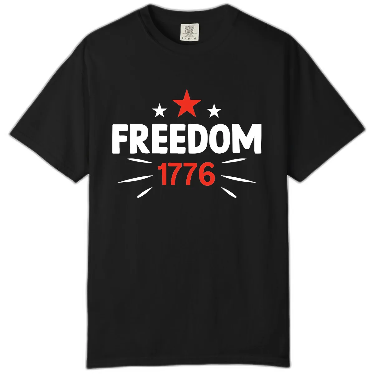 Founding Year 1776 Red Star Commemorative Design Comfort Color in Black