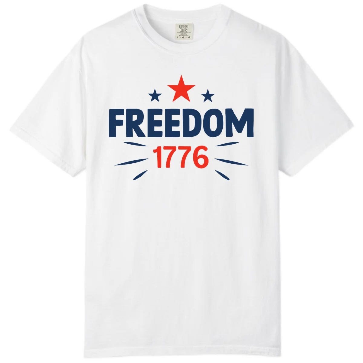 Founding Year 1776 Red Star Comfort Color in White