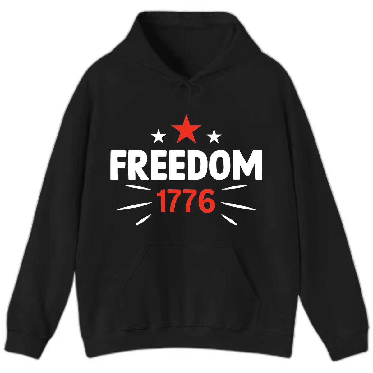 Founding Year 1776 Red Star Hoodie in Black