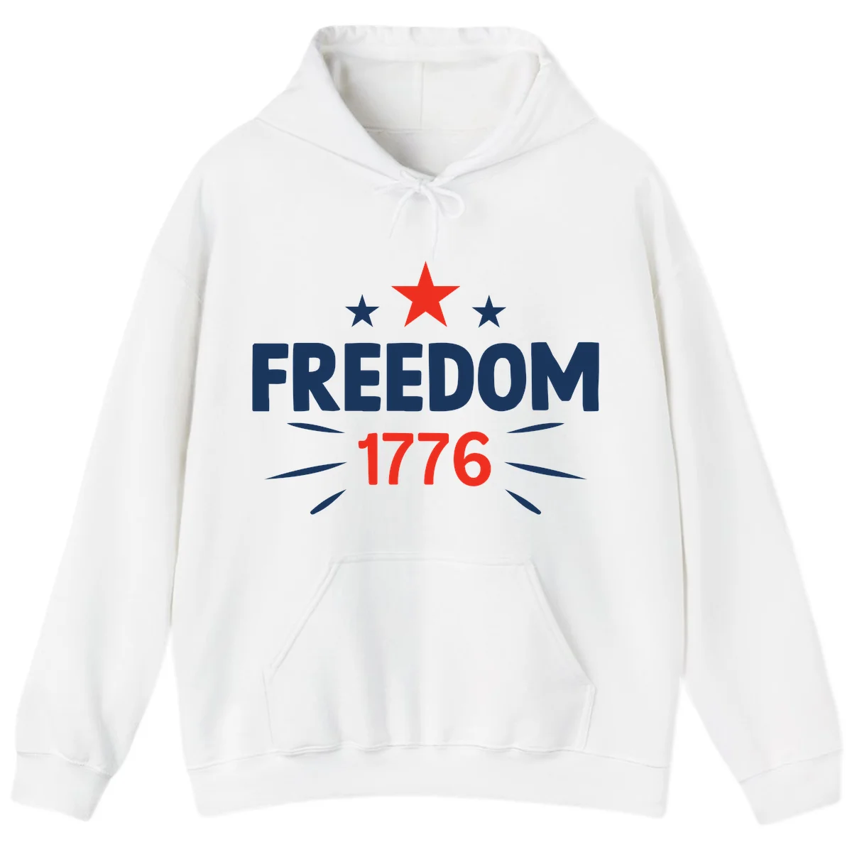 Founding Year 1776 Red Star Hoodie in White
