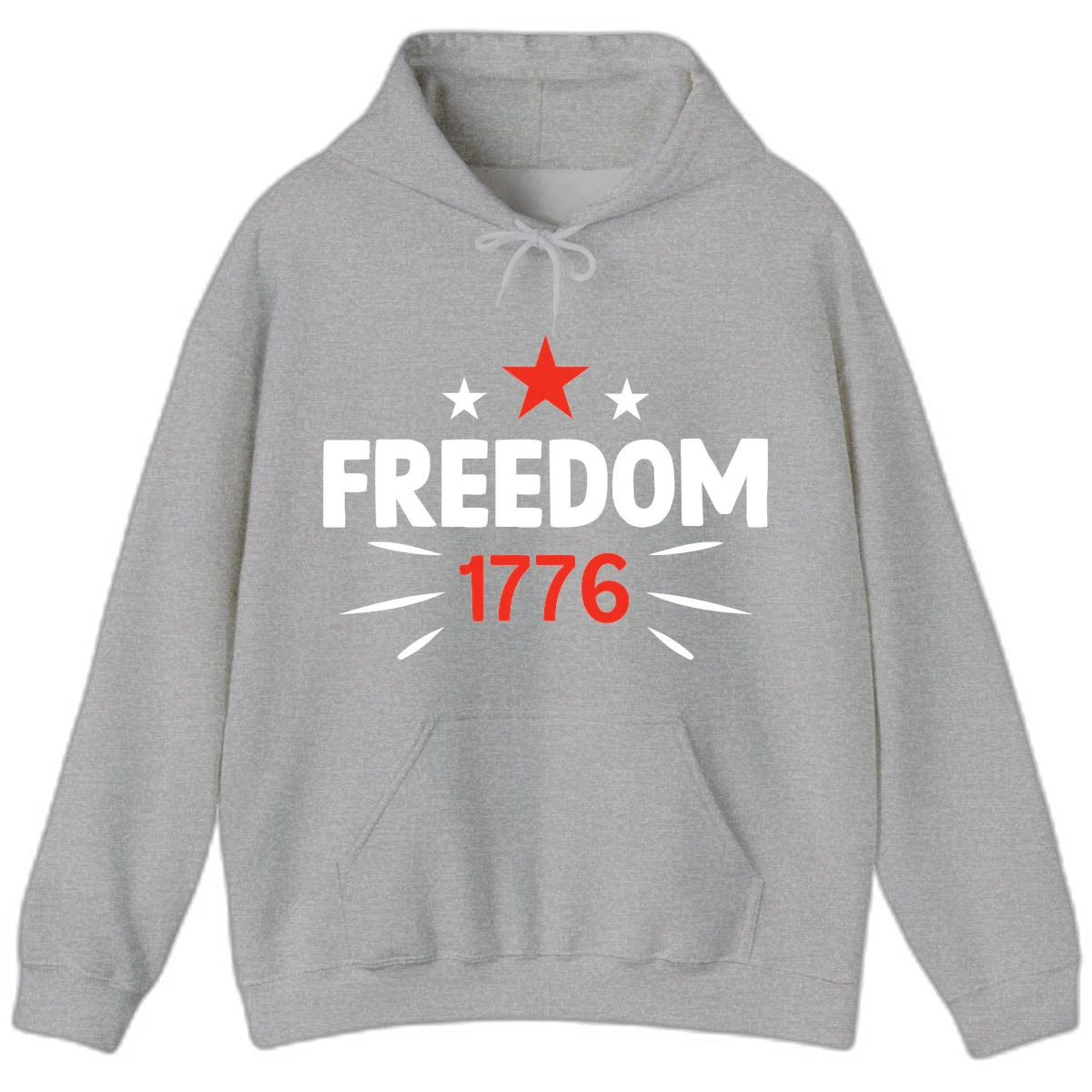 Founding Year 1776 Red Star Hoodie in Sport Grey