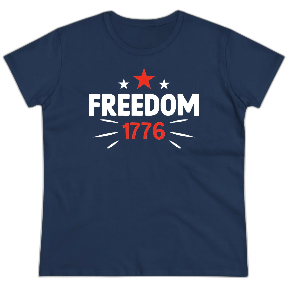 Founding Year 1776 Red Star Ladies Tee in Navy
