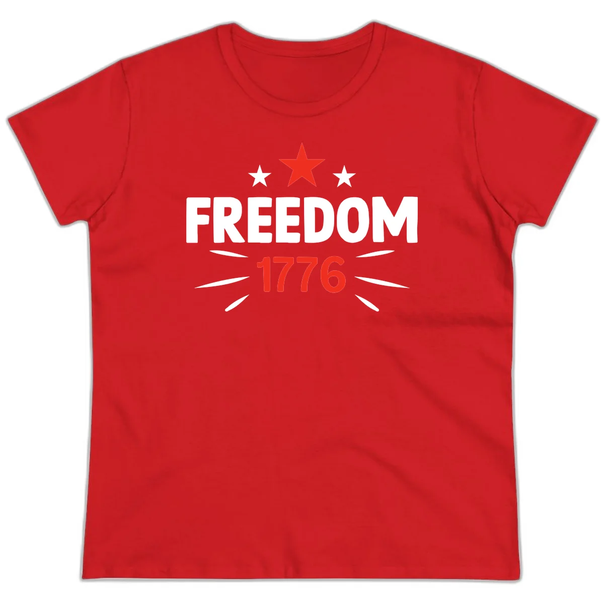 Founding Year 1776 Red Star Ladies Tee in Red