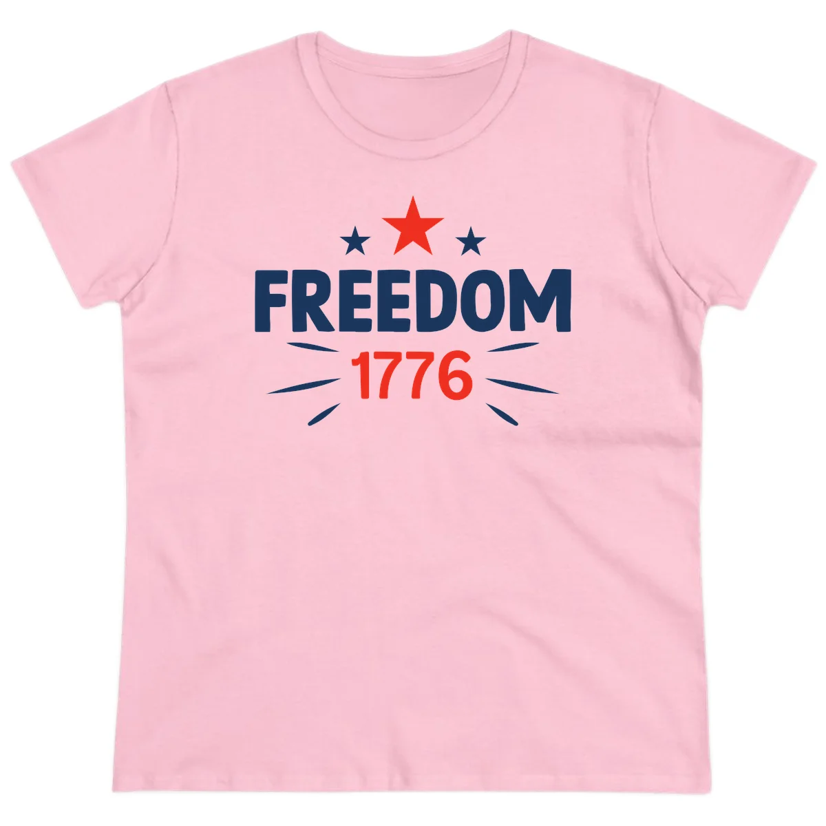 Founding Year 1776 Red Star Ladies Tee in Light Pink