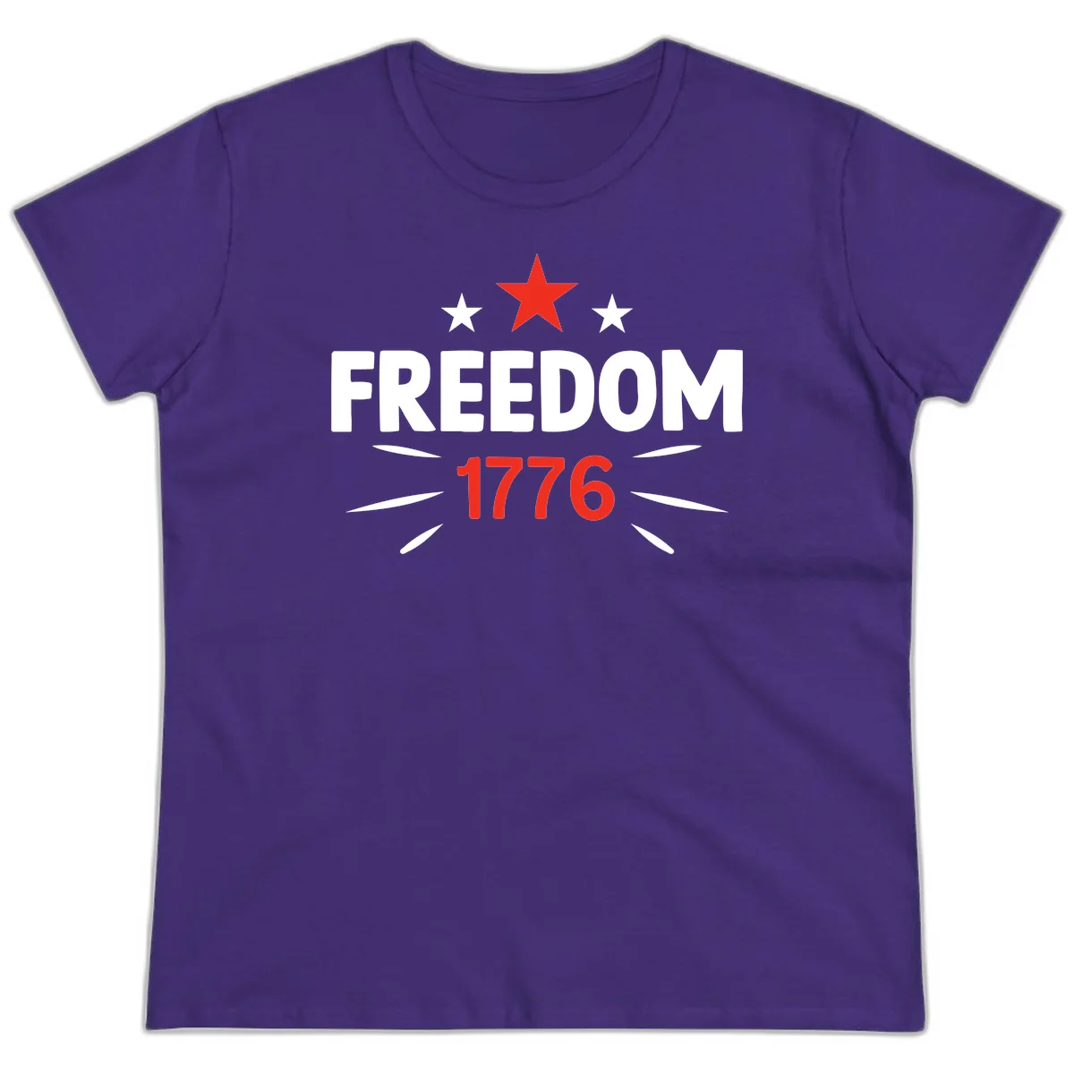 Founding Year 1776 Red Star Ladies Tee in Purple