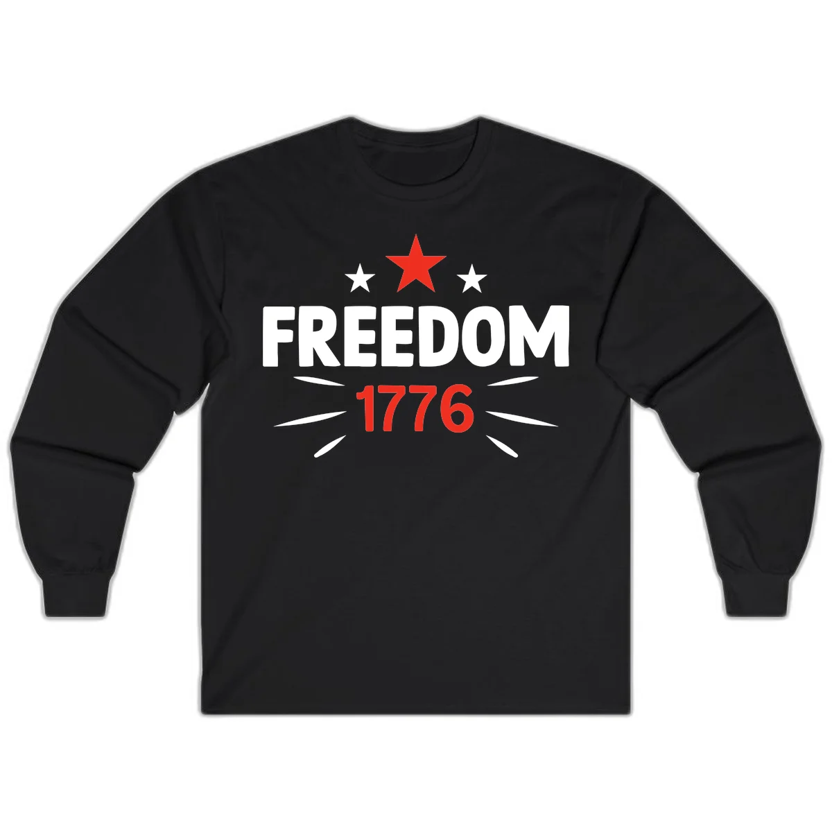 Founding Year 1776 Red Star Long Sleeve in Black