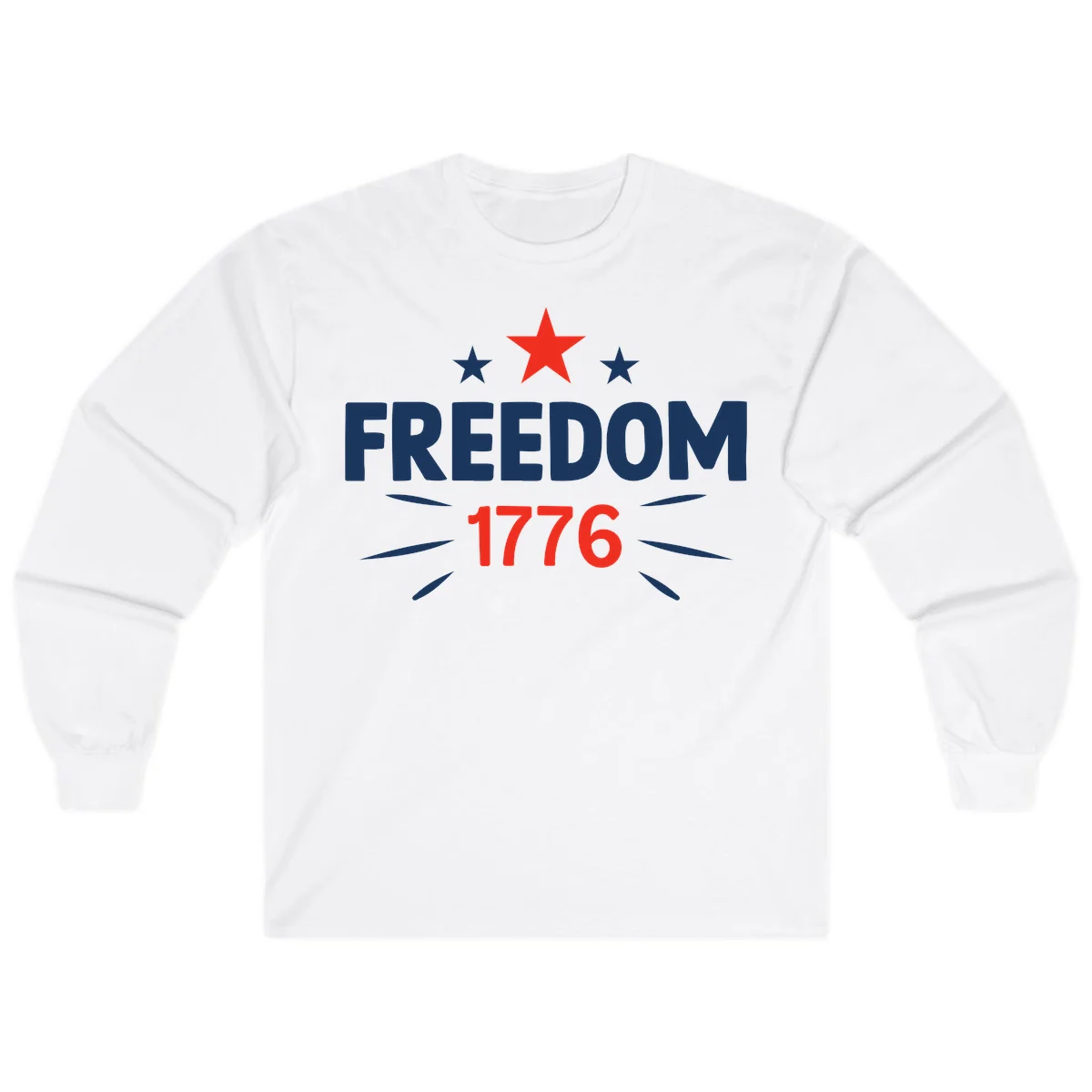 Founding Year 1776 Red Star Long Sleeve in White
