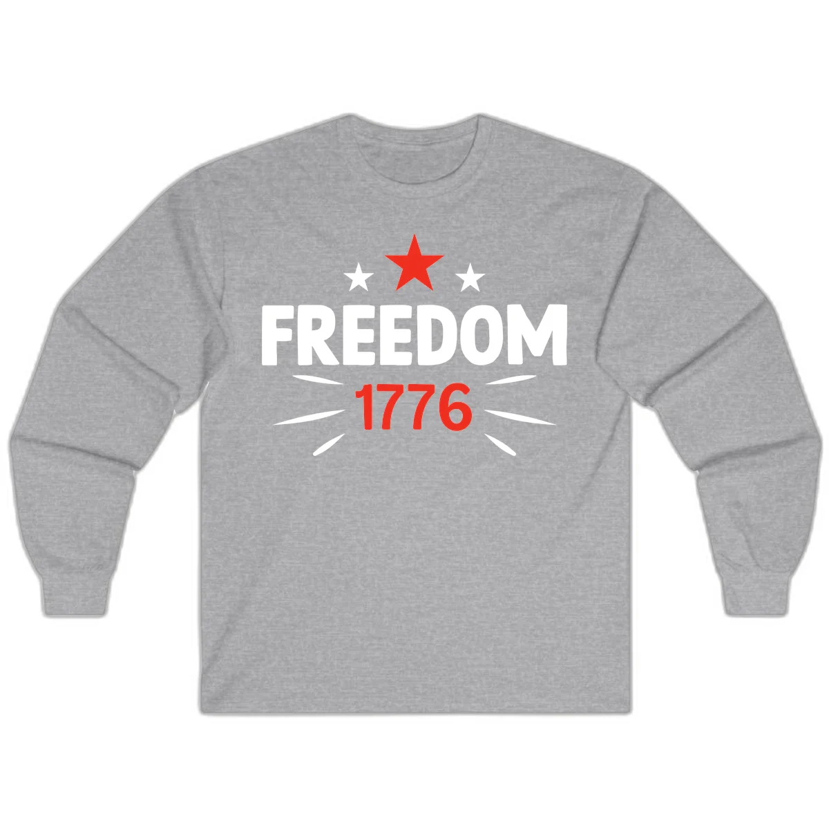 Founding Year 1776 Red Star Long Sleeve in Sport Grey