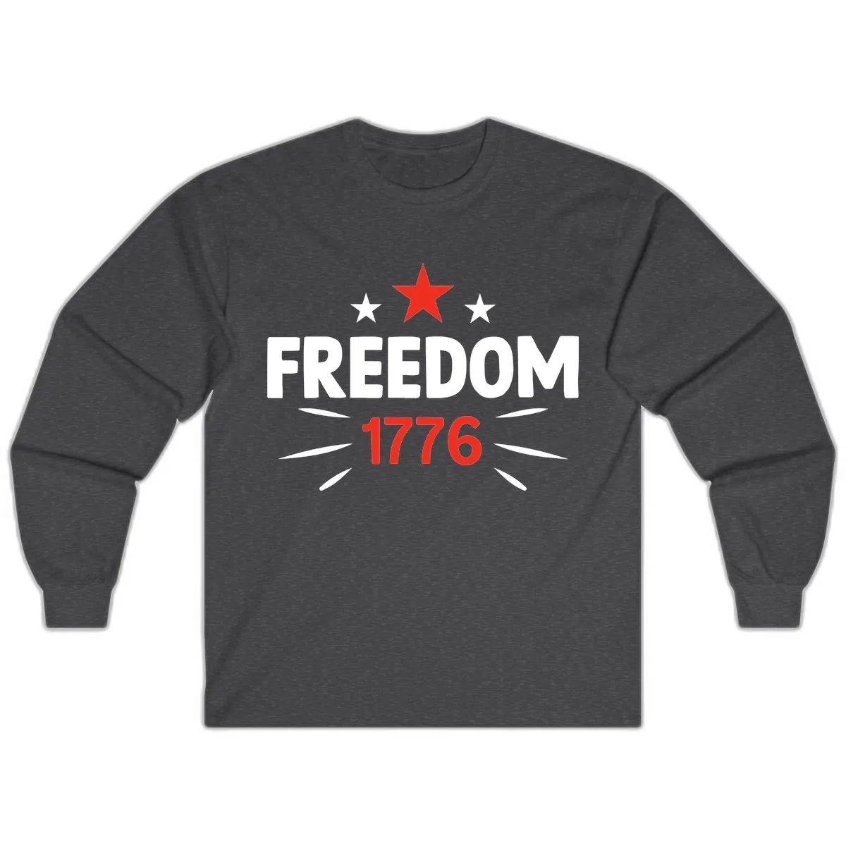Founding Year 1776 Red Star Commemorative Design Long Sleeve in Dark Heather