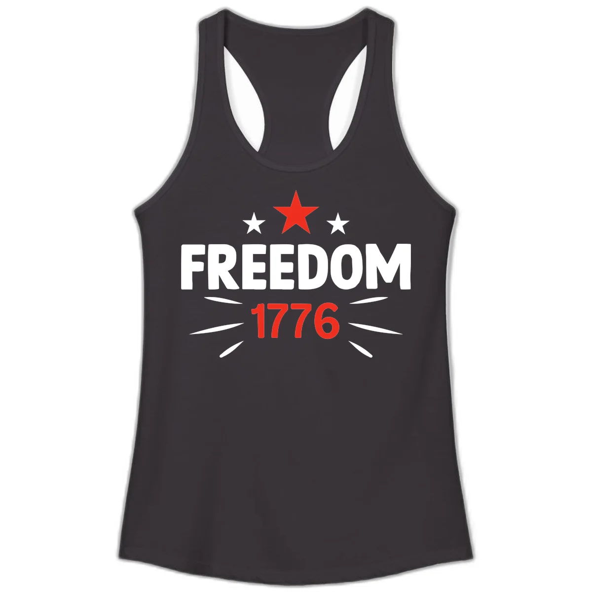 Founding Year 1776 Red Star Ladies Tank in Black