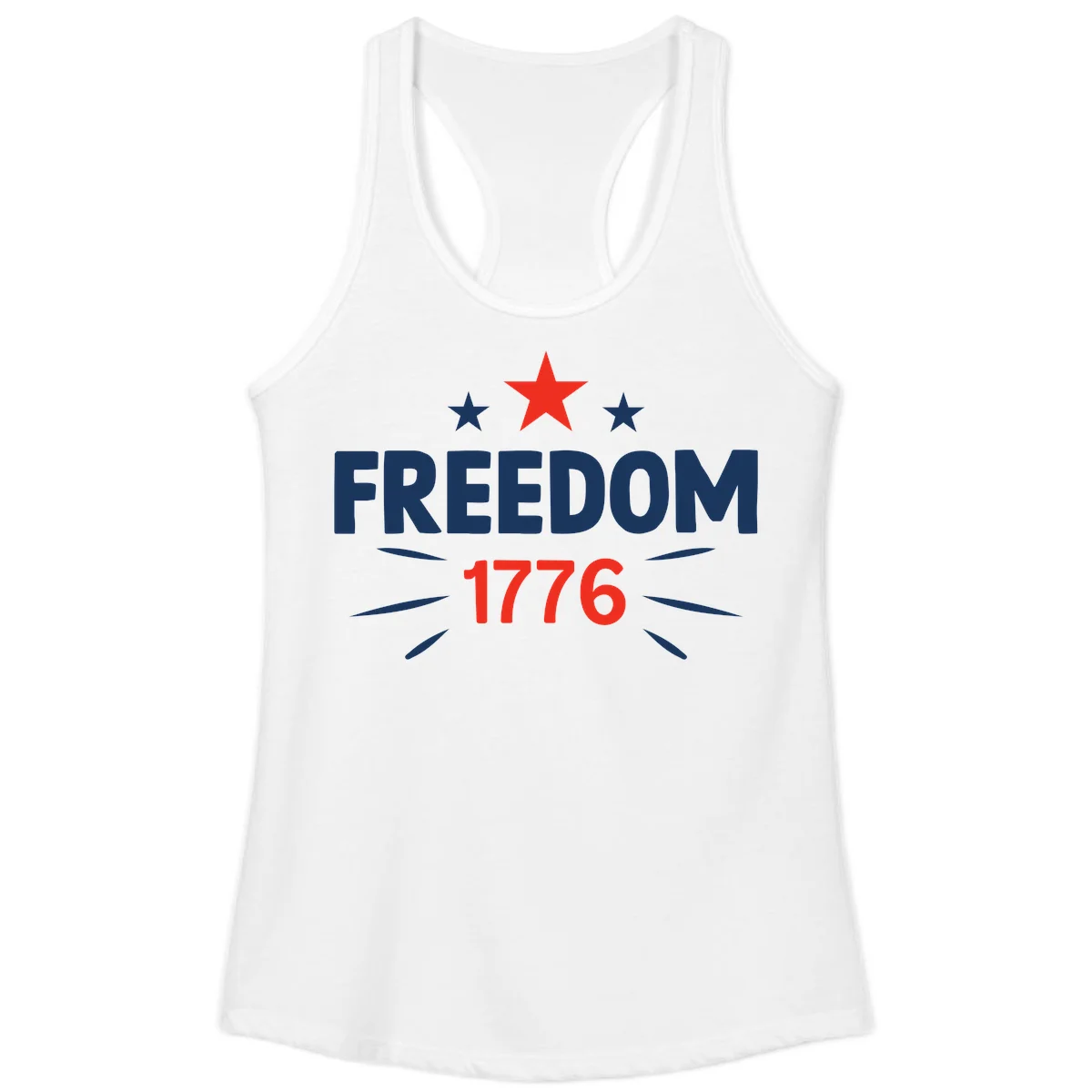 Founding Year 1776 Red Star Ladies Tank in White