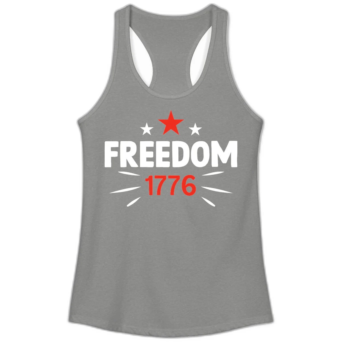 Founding Year 1776 Red Star Ladies Tank in Heather Grey