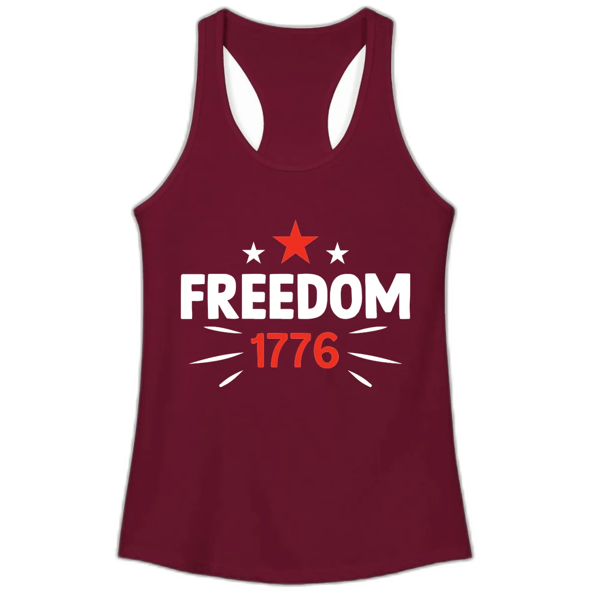 Founding Year 1776 Red Star Commemorative Design Ladies Tank in Solid Cardinal Red