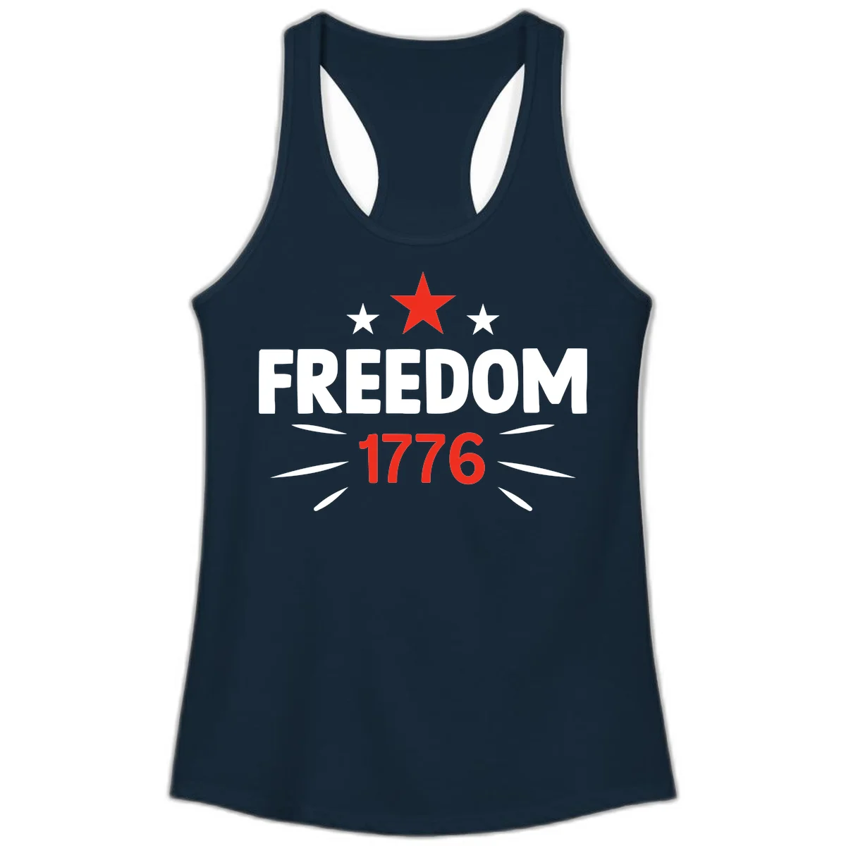 Founding Year 1776 Red Star Ladies Tank in Solid Midnight Navy
