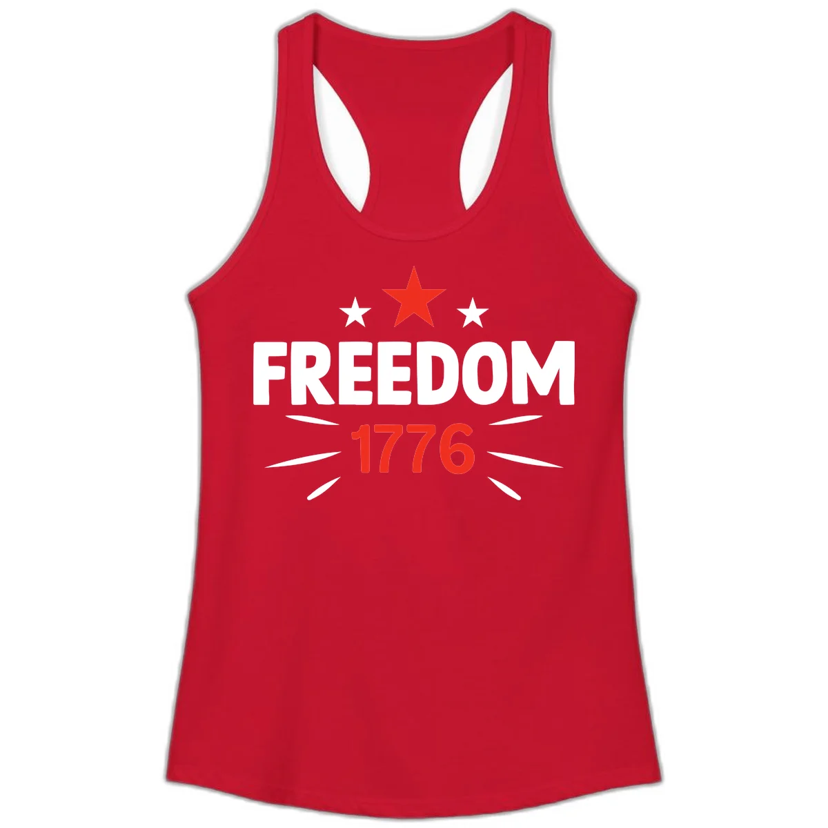 Founding Year 1776 Red Star Ladies Tank in Solid Red