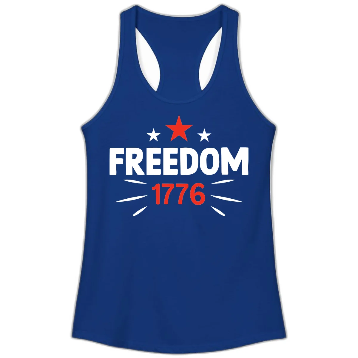 Founding Year 1776 Red Star Ladies Tank in Solid Royal