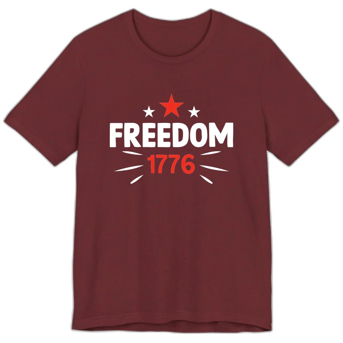 Founding Year 1776 Red Star Commemorative Design Premium T-Shirt in Heather Cardinal