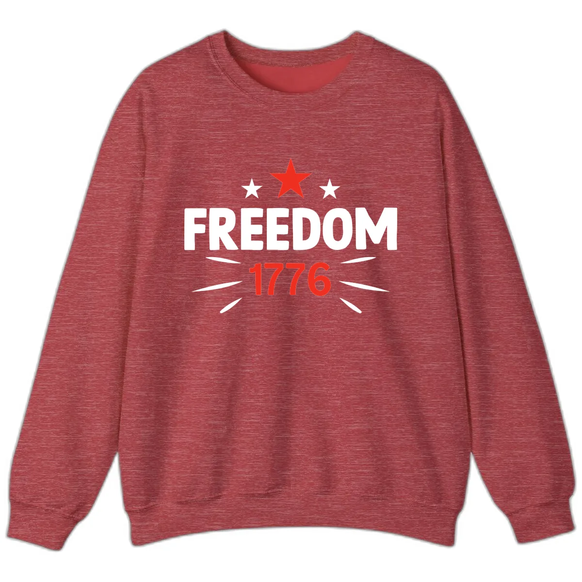 Founding Year 1776 Red Star Commemorative Design Sweatshirt in Heather Scarlet Red