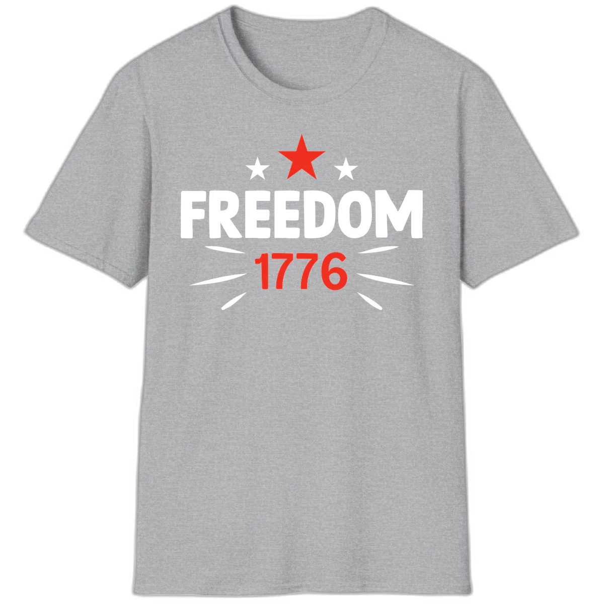 Founding Year 1776 Red Star T-Shirt in Sport Grey