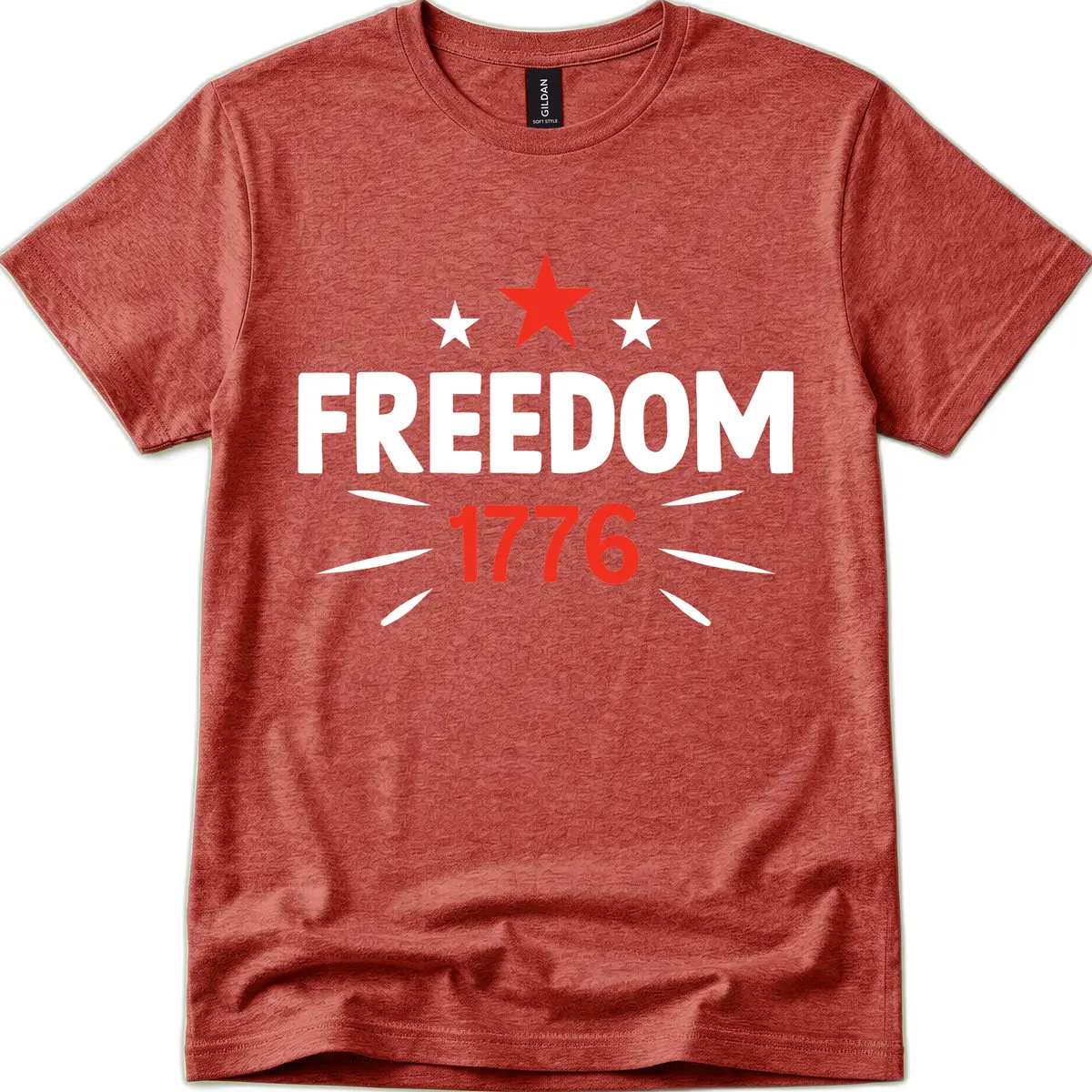 Founding Year 1776 Red Star Commemorative Design T-Shirt in Heather Cardinal