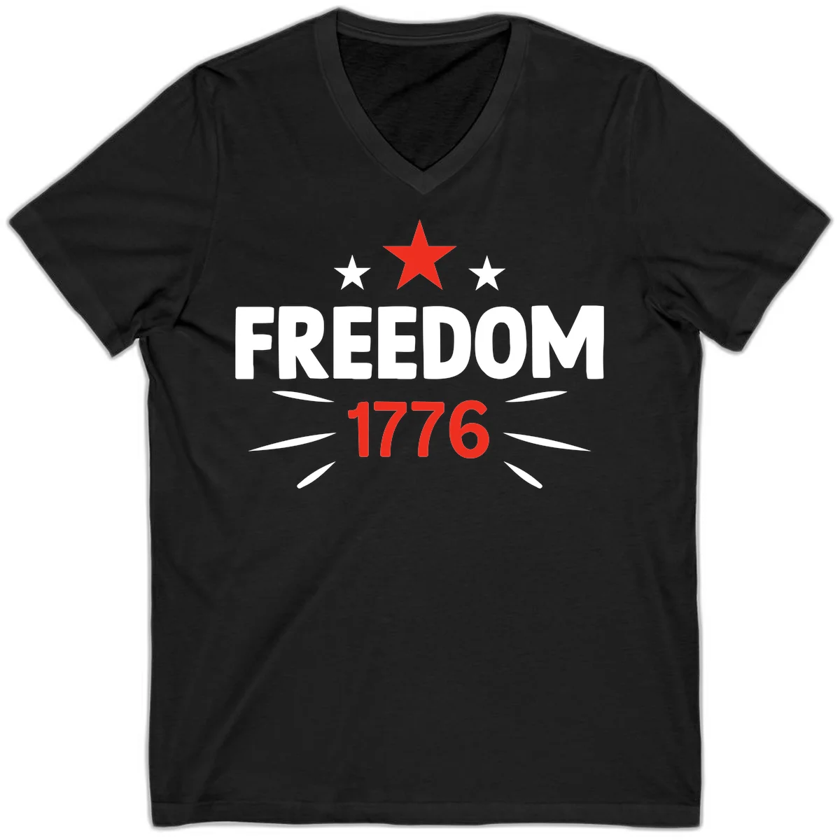 Founding Year 1776 Red Star V-Neck in Black