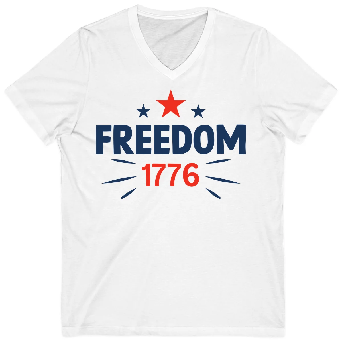 Founding Year 1776 Red Star V-Neck in White