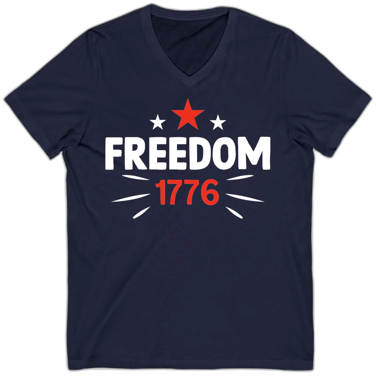 Founding Year 1776 Red Star V-Neck in Navy