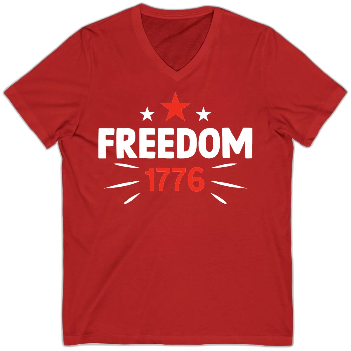 Founding Year 1776 Red Star V-Neck in Red