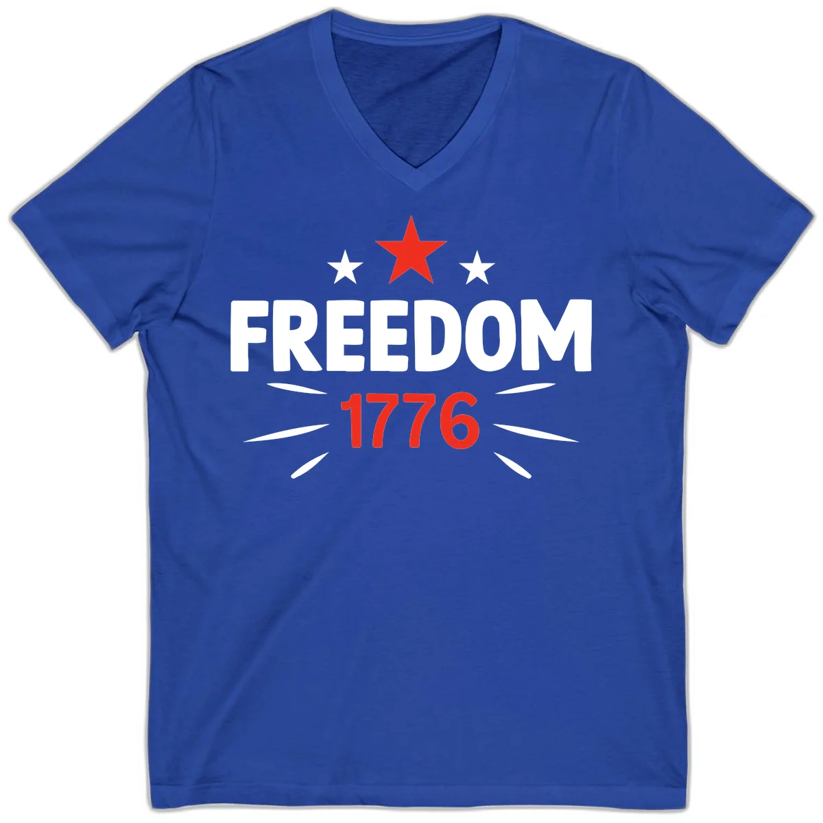 Founding Year 1776 Red Star V-Neck in True Royal