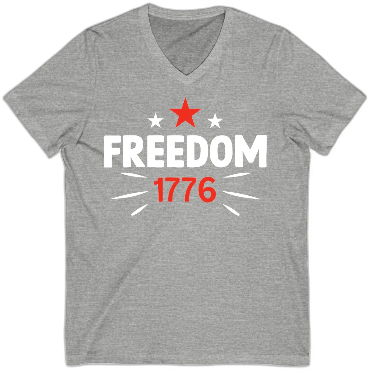 Founding Year 1776 Red Star V-Neck in Athletic Heather