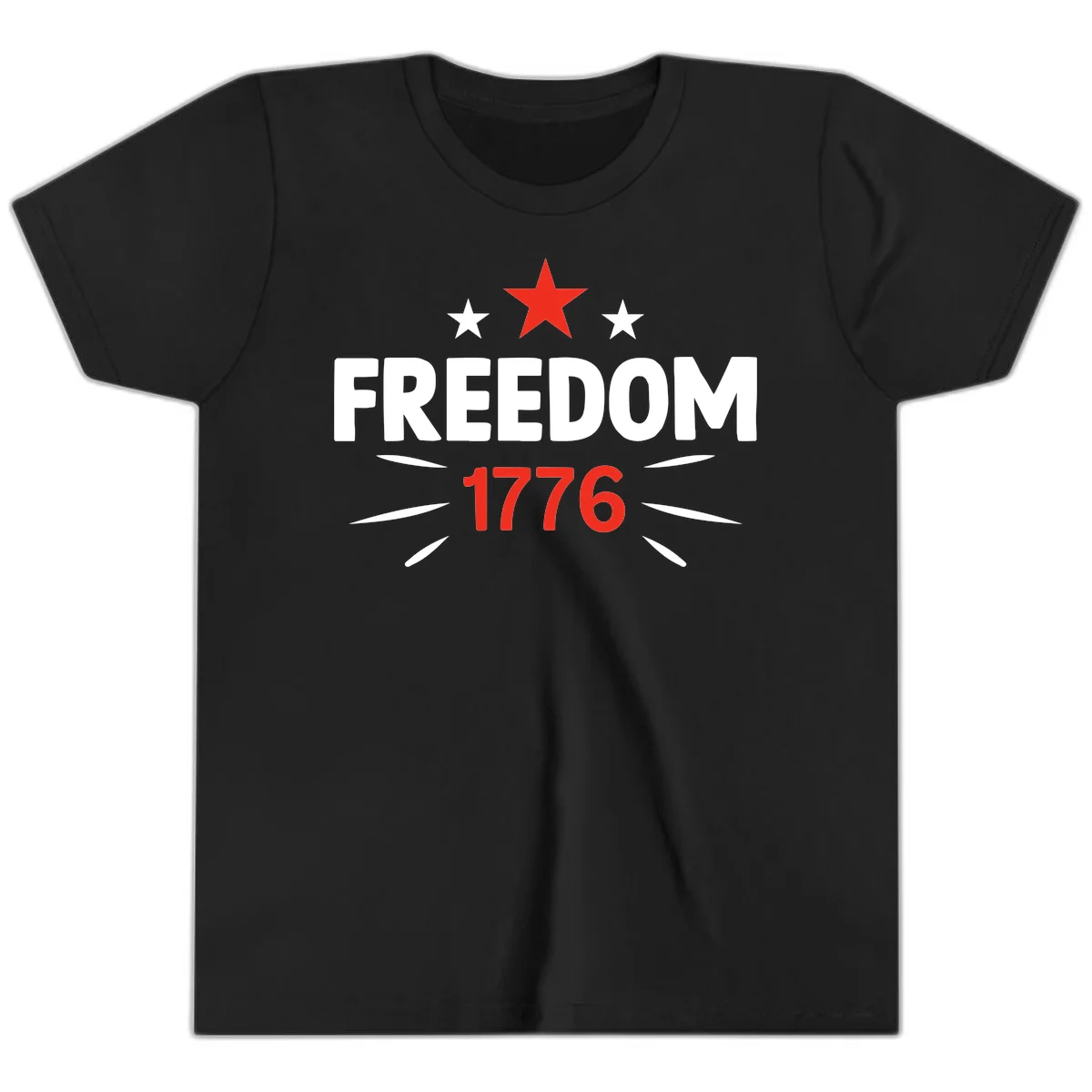Founding Year 1776 Red Star Youth T-Shirt in Black