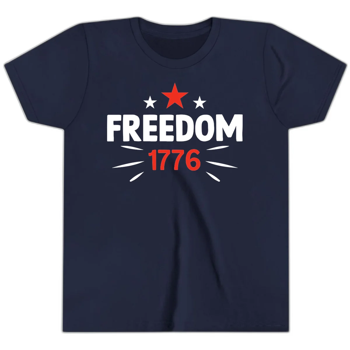 Founding Year 1776 Red Star Youth T-Shirt in Navy