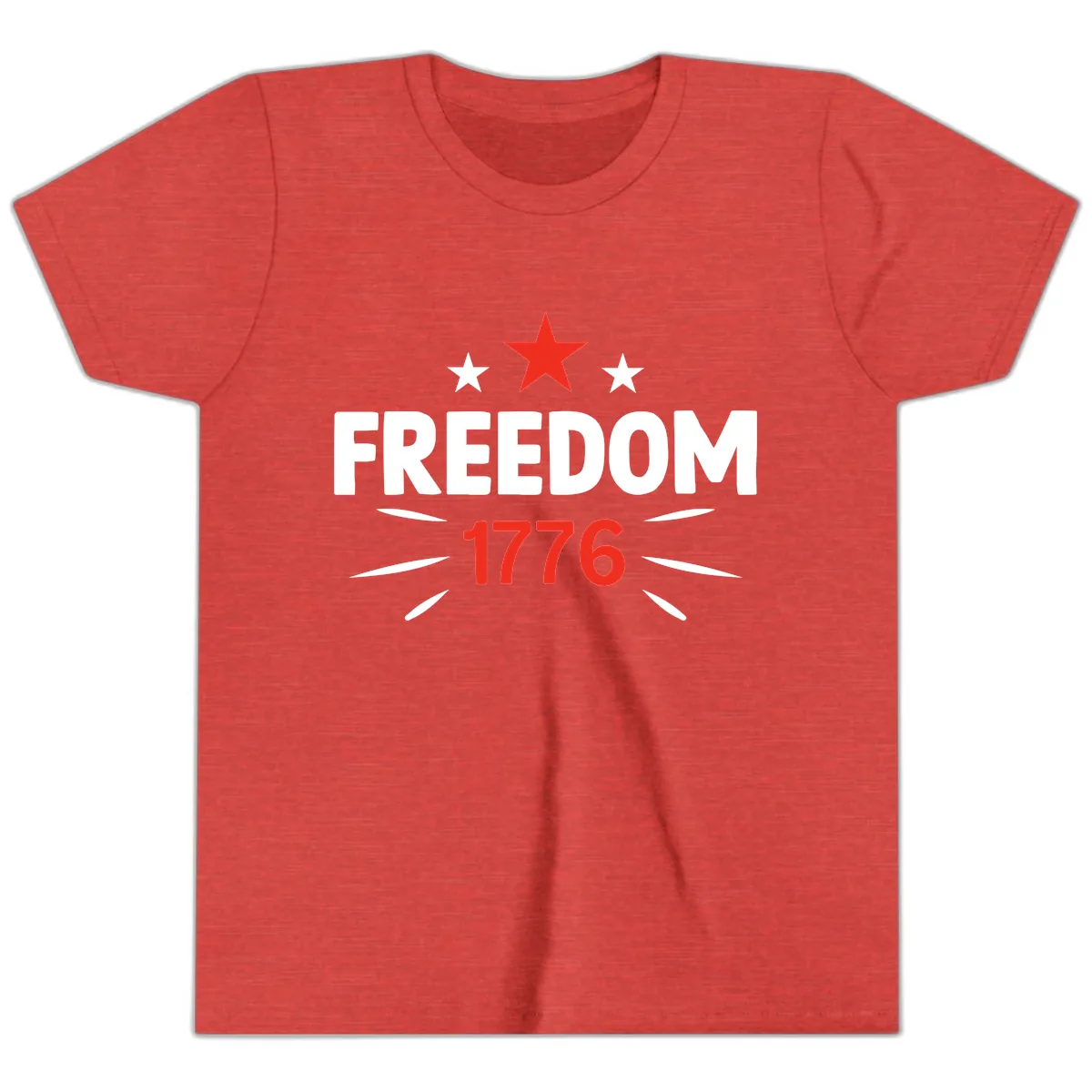 Founding Year 1776 Red Star Commemorative Design Youth T-Shirt in Heather Red