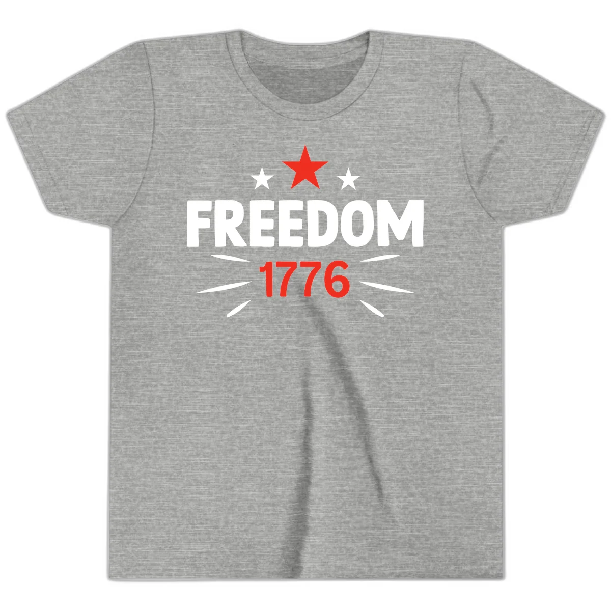 Founding Year 1776 Red Star Youth T-Shirt in Athletic Heather