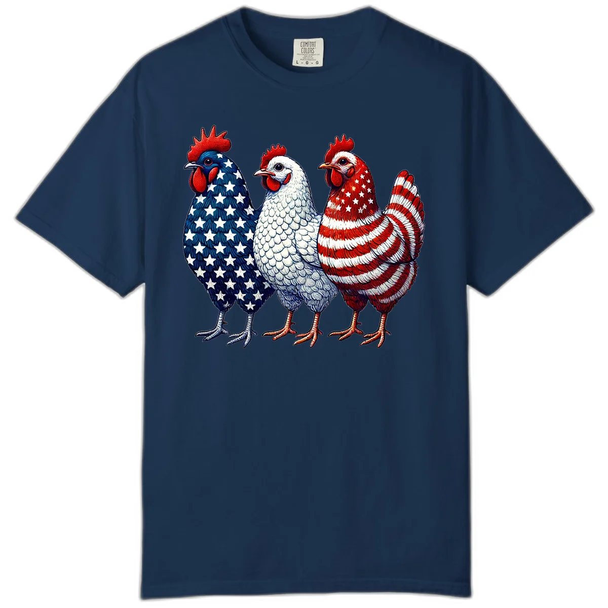 Patriotic Rooster Trio Comfort Color in Navy
