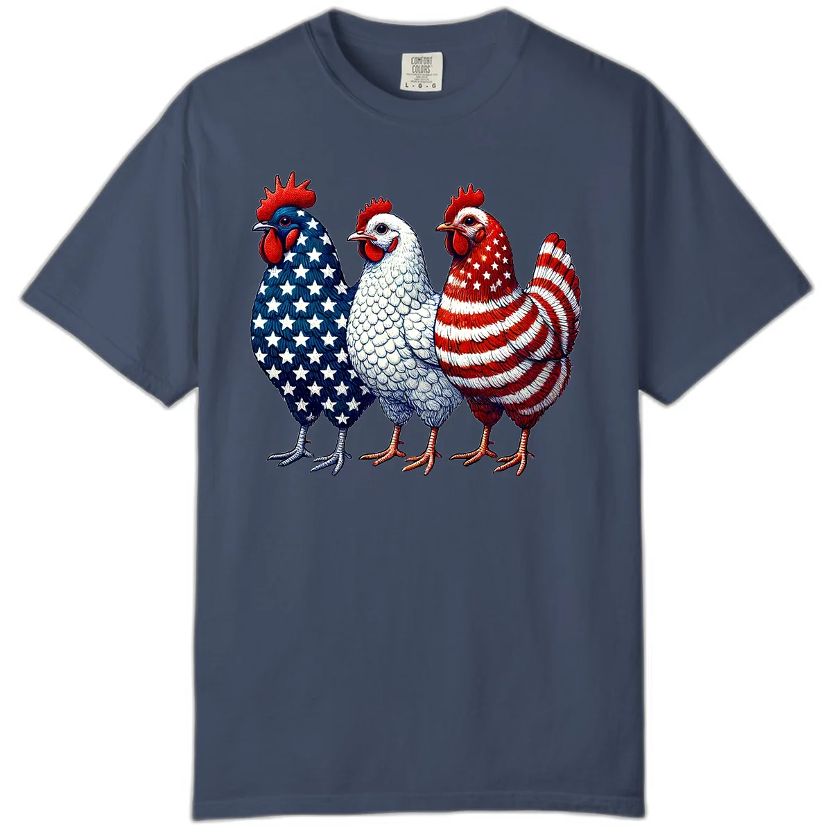Patriotic Rooster Trio Comfort Color in Midnight