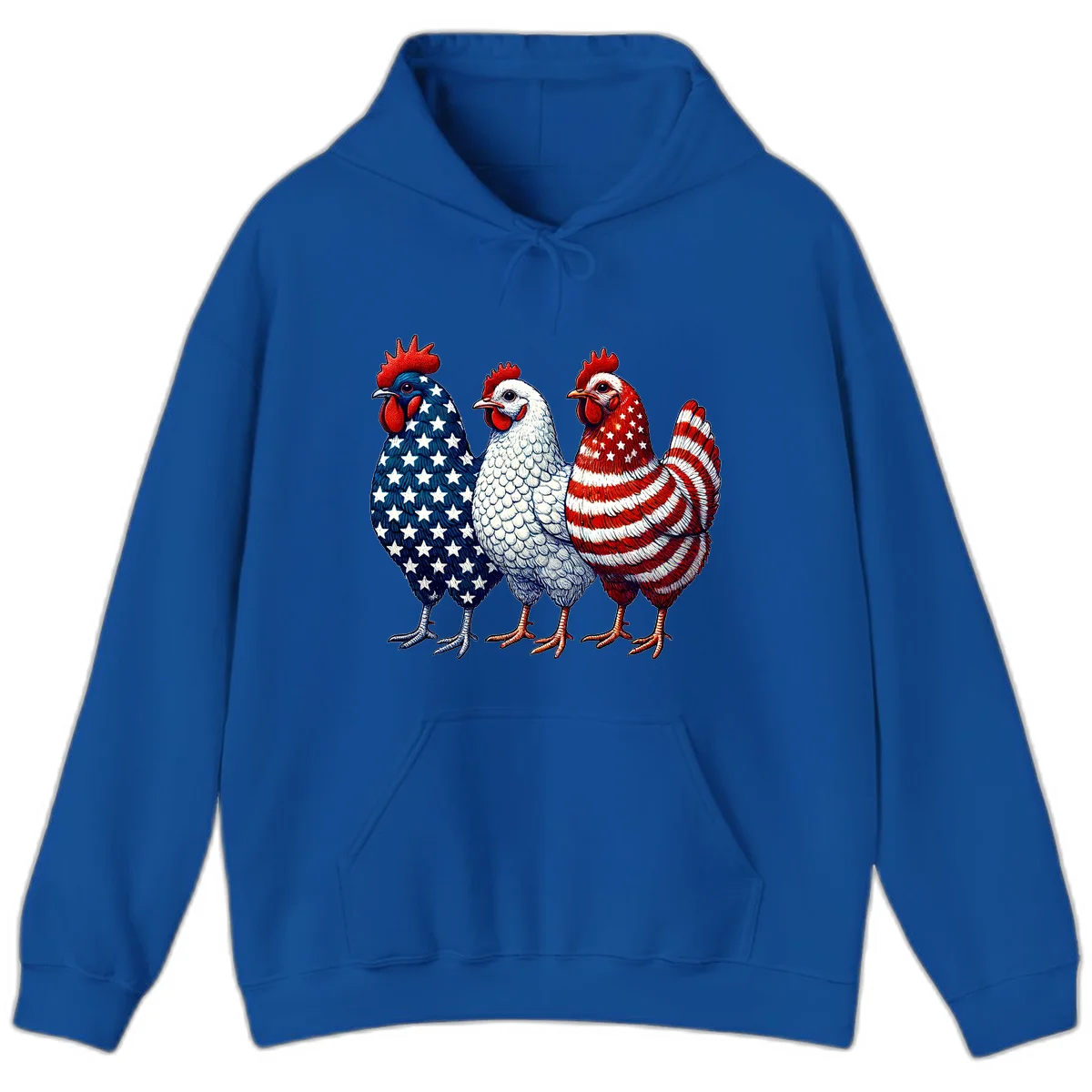 Patriotic Rooster Trio Hoodie in Royal