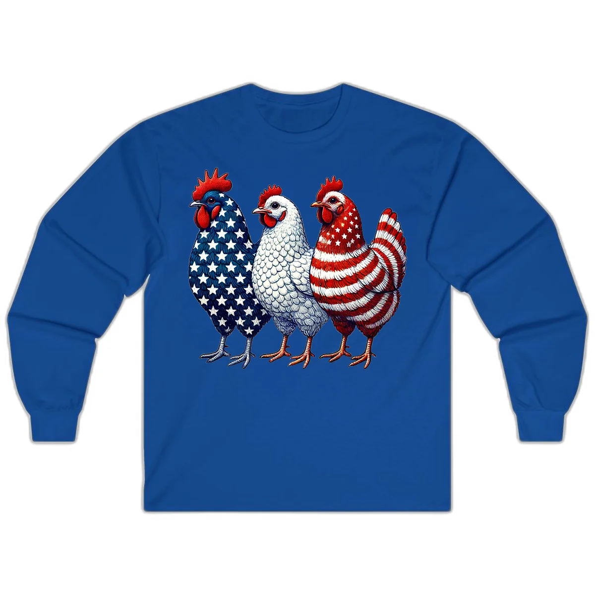 Patriotic Rooster Trio Long Sleeve in Royal