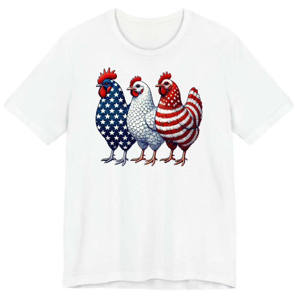 Patriotic Rooster Trio Premium T-Shirt in White