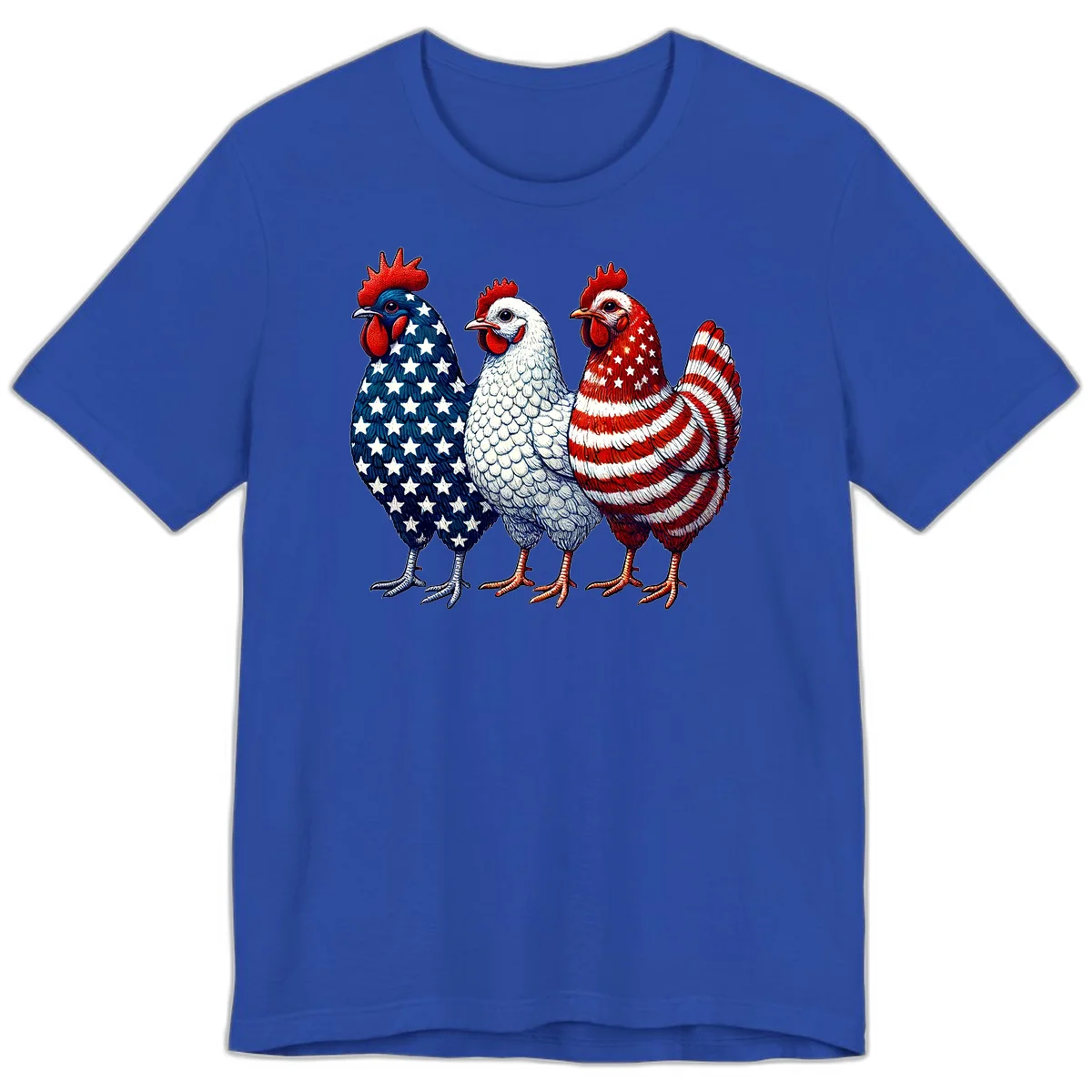 Patriotic Rooster Trio Premium T-Shirt in True Royal