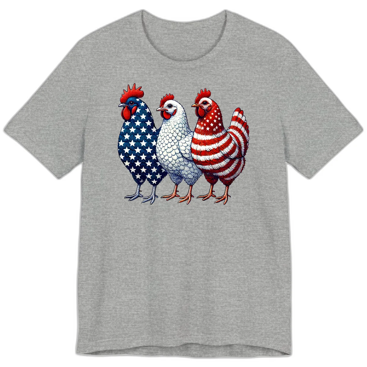Patriotic Rooster Trio Premium T-Shirt in Athletic Heather