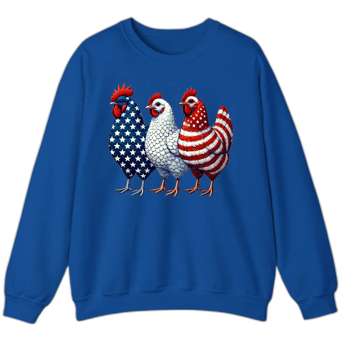 Patriotic Rooster Trio Sweatshirt in Royal