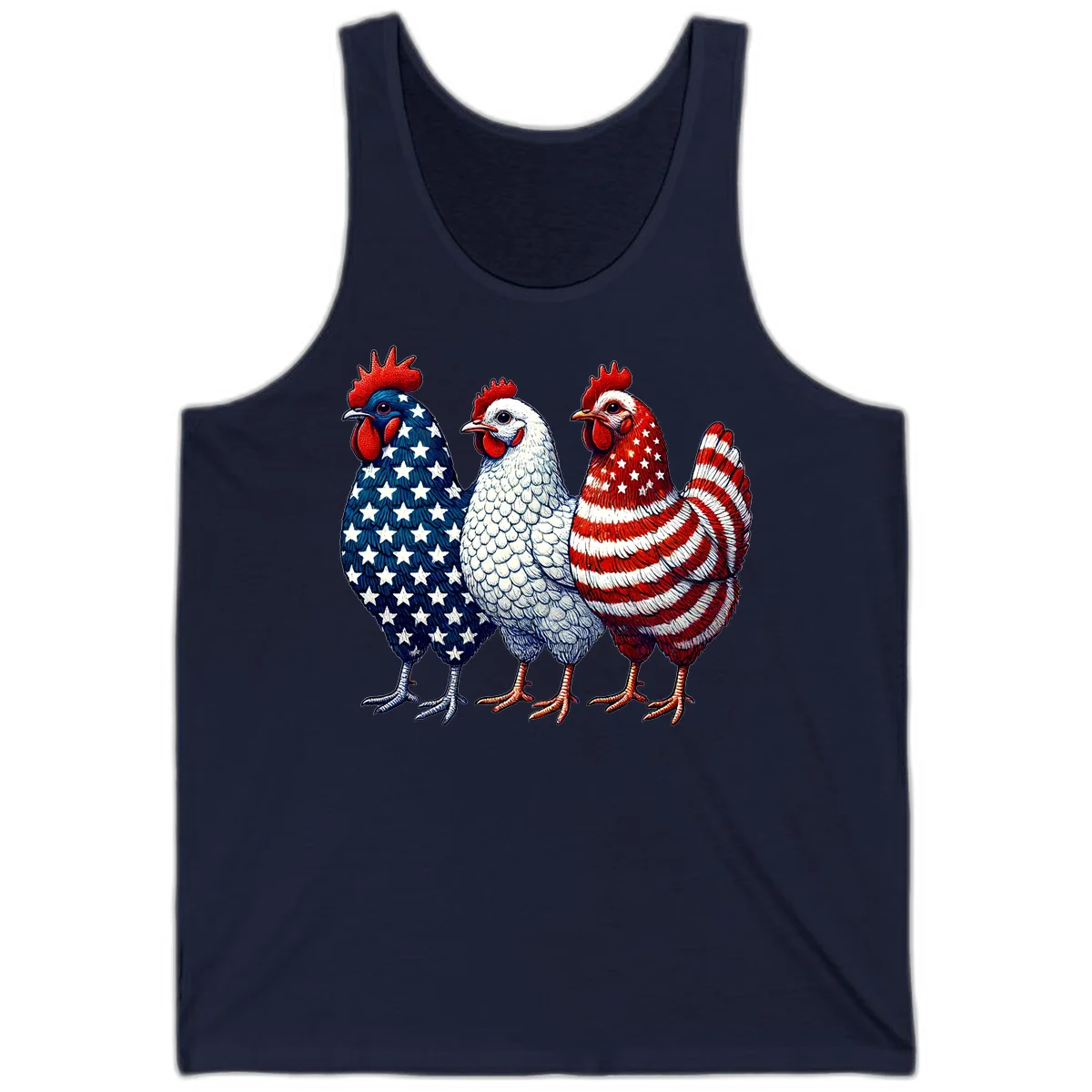 Patriotic Rooster Trio Tank in Navy