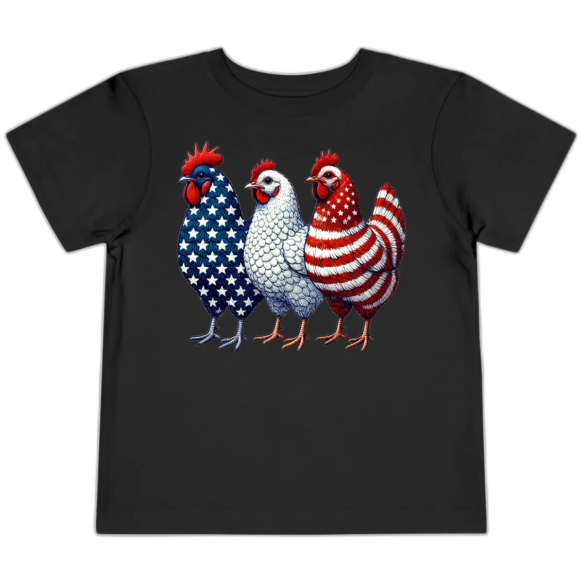 Patriotic Rooster Trio Toddler T-Shirt in Black