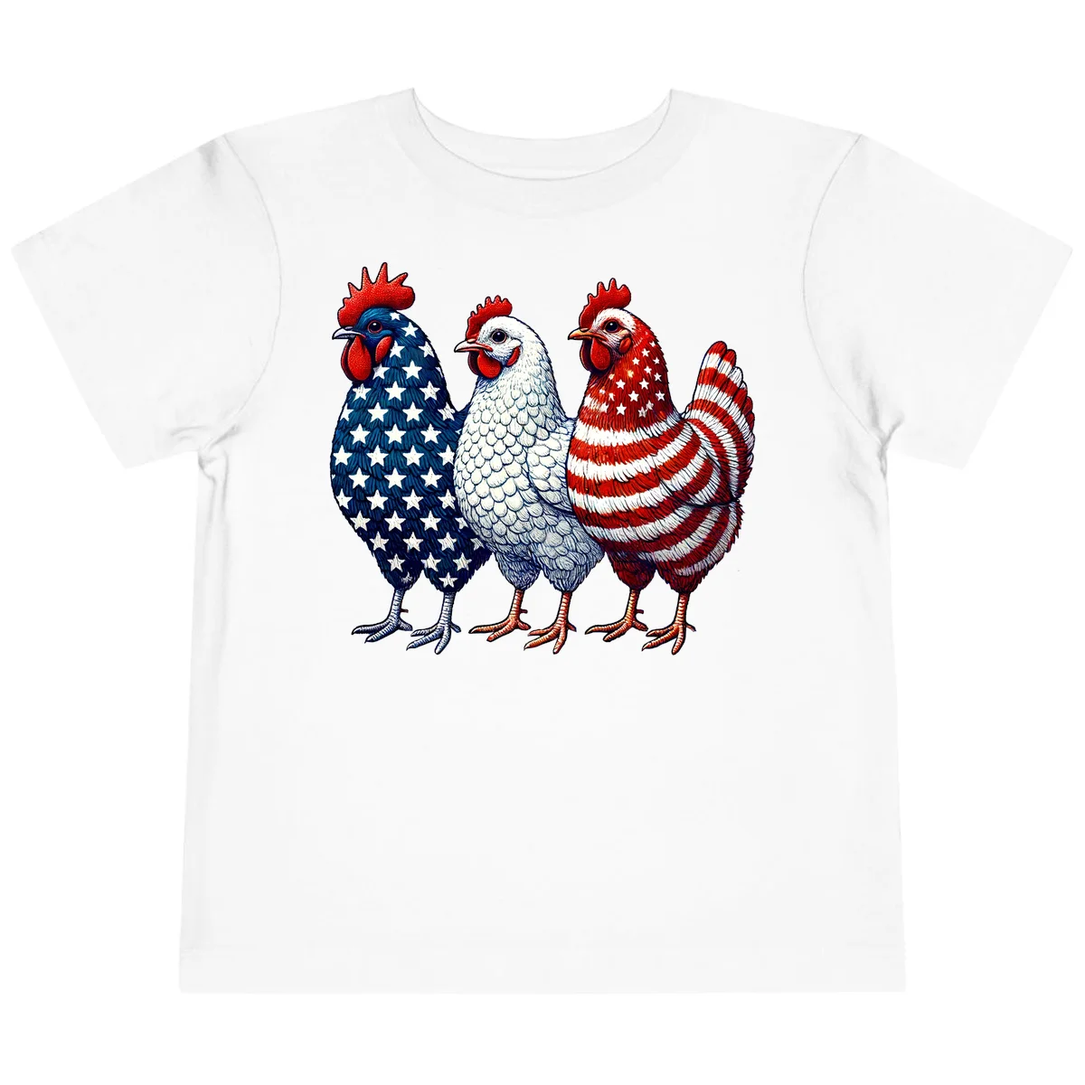 Patriotic Rooster Trio Toddler T-Shirt in White