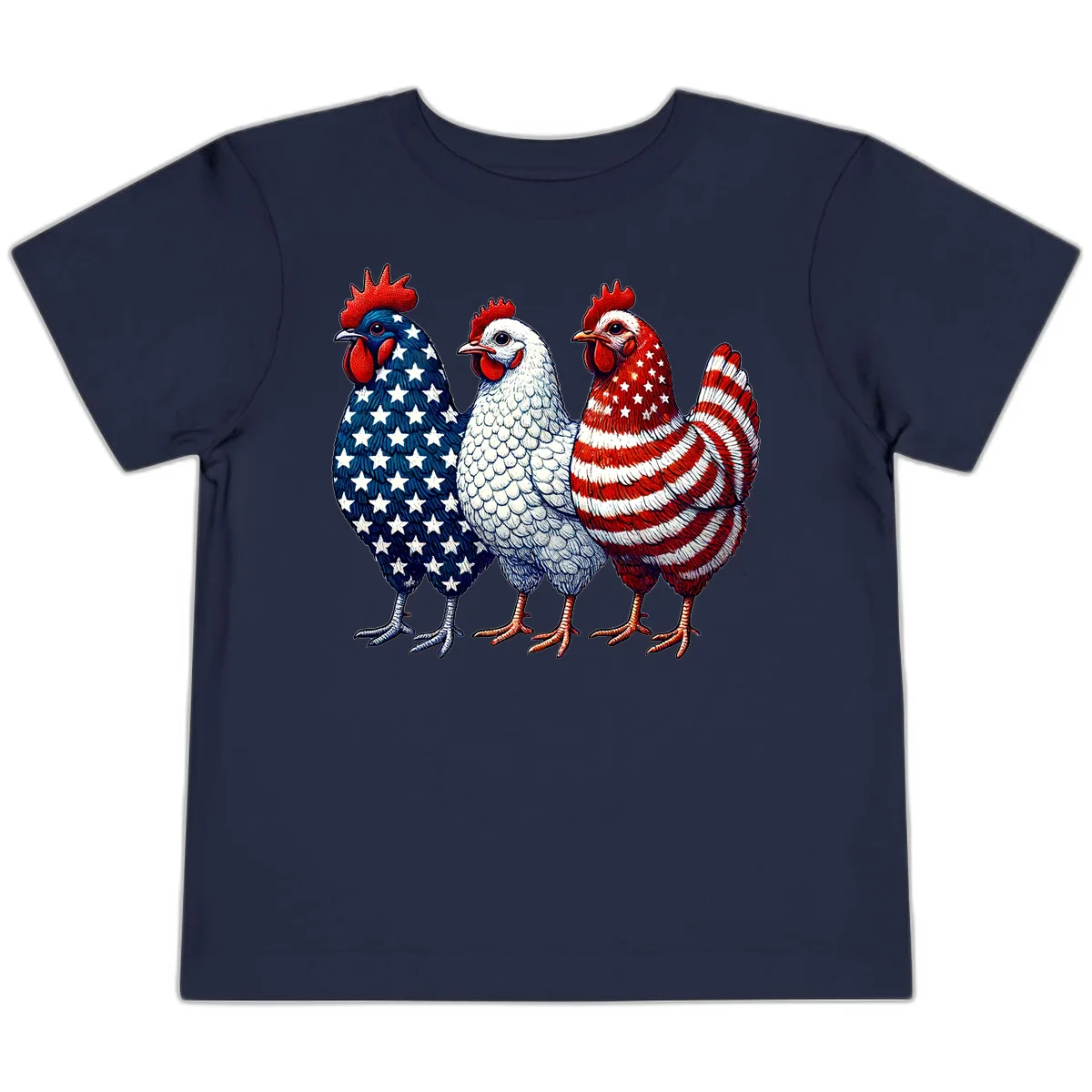 Patriotic Rooster Trio Toddler T-Shirt in Navy