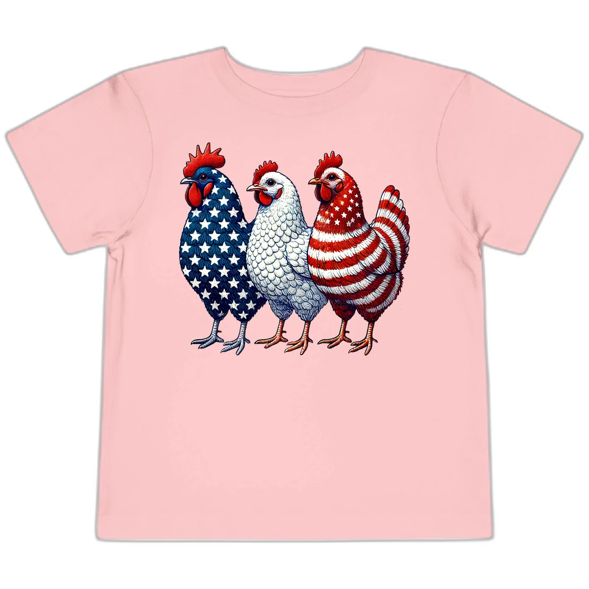 Patriotic Rooster Trio Toddler T-Shirt in Pink