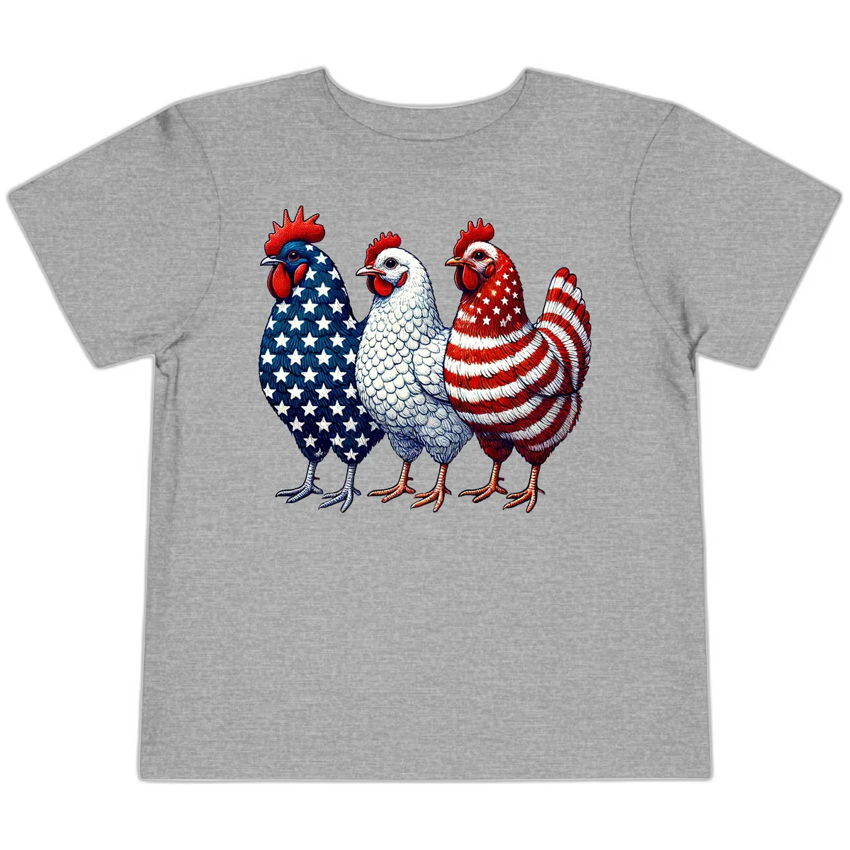 Patriotic Rooster Trio Toddler T-Shirt in Athletic Heather